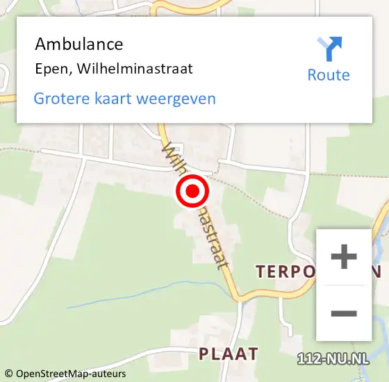 Locatie op kaart van de 112 melding: Ambulance Epen, Wilhelminastraat op 29 oktober 2014 17:47