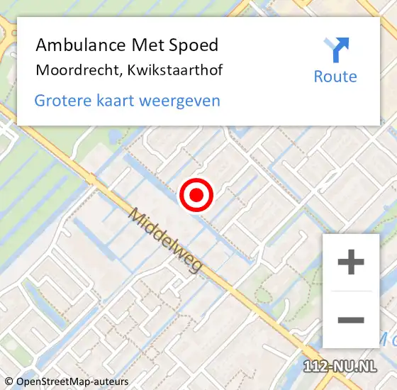 Locatie op kaart van de 112 melding: Ambulance Met Spoed Naar Moordrecht, Kwikstaarthof op 8 december 2024 20:43