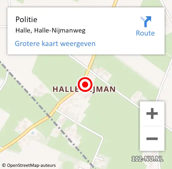 Locatie op kaart van de 112 melding: Politie Halle, Halle-Nijmanweg op 8 december 2024 21:08