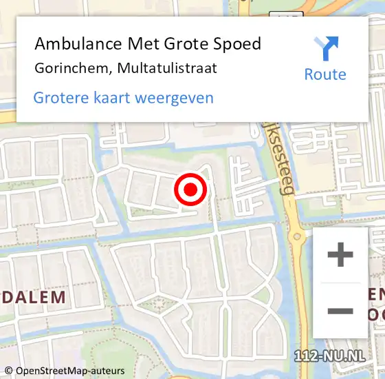 Locatie op kaart van de 112 melding: Ambulance Met Grote Spoed Naar Gorinchem, Multatulistraat op 8 december 2024 21:19