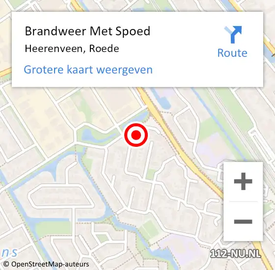 Locatie op kaart van de 112 melding: Brandweer Met Spoed Naar Heerenveen, Roede op 8 december 2024 21:43