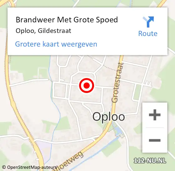 Locatie op kaart van de 112 melding: Brandweer Met Grote Spoed Naar Oploo, Gildestraat op 8 december 2024 22:06