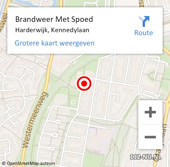 Locatie op kaart van de 112 melding: Brandweer Met Spoed Naar Harderwijk, Kennedylaan op 8 december 2024 22:22