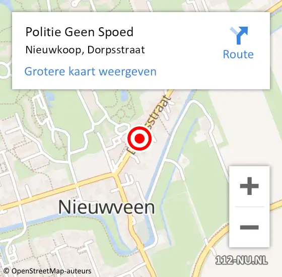 Locatie op kaart van de 112 melding: Politie Geen Spoed Naar Nieuwkoop, Dorpsstraat op 8 december 2024 22:34