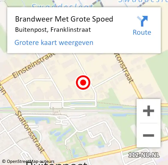 Locatie op kaart van de 112 melding: Brandweer Met Grote Spoed Naar Buitenpost, Franklinstraat op 8 december 2024 23:02