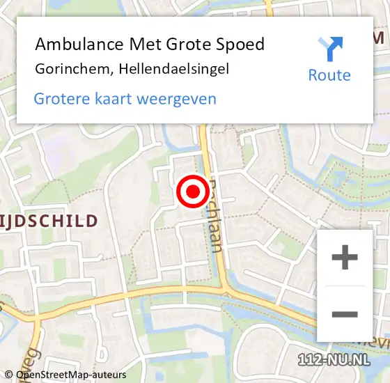 Locatie op kaart van de 112 melding: Ambulance Met Grote Spoed Naar Gorinchem, Hellendaelsingel op 8 december 2024 23:28