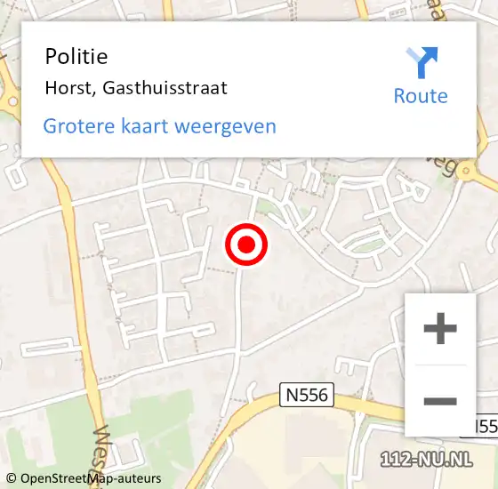 Locatie op kaart van de 112 melding: Politie Horst, Gasthuisstraat op 8 december 2024 23:42