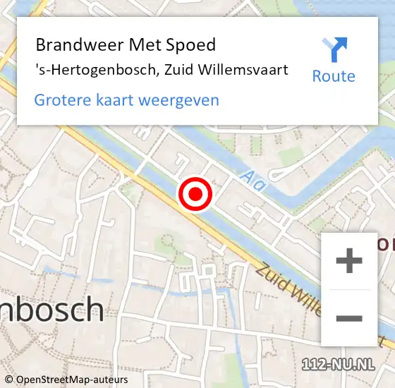 Locatie op kaart van de 112 melding: Brandweer Met Spoed Naar 's-Hertogenbosch, Zuid Willemsvaart op 9 december 2024 00:06