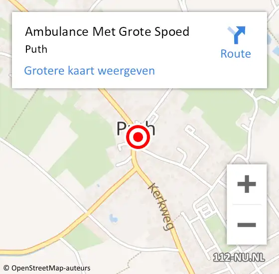 Locatie op kaart van de 112 melding: Ambulance Met Grote Spoed Naar Puth op 29 oktober 2014 18:03