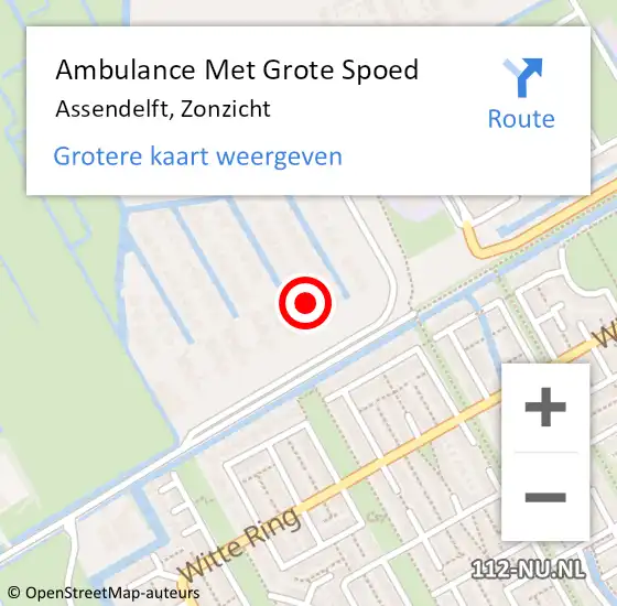 Locatie op kaart van de 112 melding: Ambulance Met Grote Spoed Naar Assendelft, Zonzicht op 9 december 2024 00:15