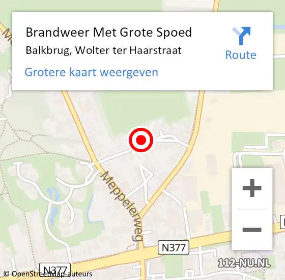 Locatie op kaart van de 112 melding: Brandweer Met Grote Spoed Naar Balkbrug, Wolter ter Haarstraat op 9 december 2024 01:33