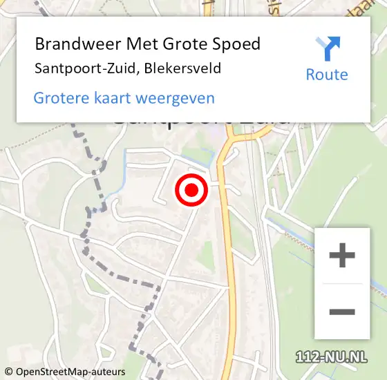 Locatie op kaart van de 112 melding: Brandweer Met Grote Spoed Naar Santpoort-Zuid, Blekersveld op 9 december 2024 01:48