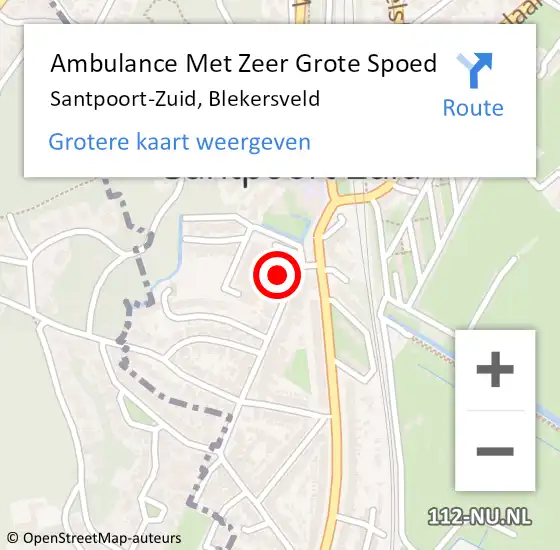 Locatie op kaart van de 112 melding: Ambulance Met Zeer Grote Spoed Naar Santpoort-Zuid, Blekersveld op 9 december 2024 01:48