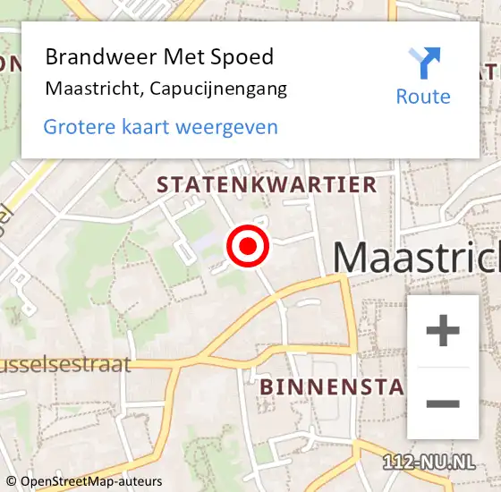 Locatie op kaart van de 112 melding: Brandweer Met Spoed Naar Maastricht, Capucijnengang op 9 december 2024 02:12