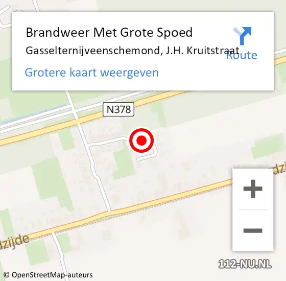 Locatie op kaart van de 112 melding: Brandweer Met Grote Spoed Naar Gasselternijveenschemond, J.H. Kruitstraat op 9 december 2024 02:53