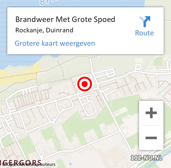 Locatie op kaart van de 112 melding: Brandweer Met Grote Spoed Naar Rockanje, Duinrand op 9 december 2024 03:23