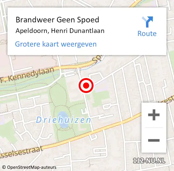 Locatie op kaart van de 112 melding: Brandweer Geen Spoed Naar Apeldoorn, Henri Dunantlaan op 9 december 2024 03:54