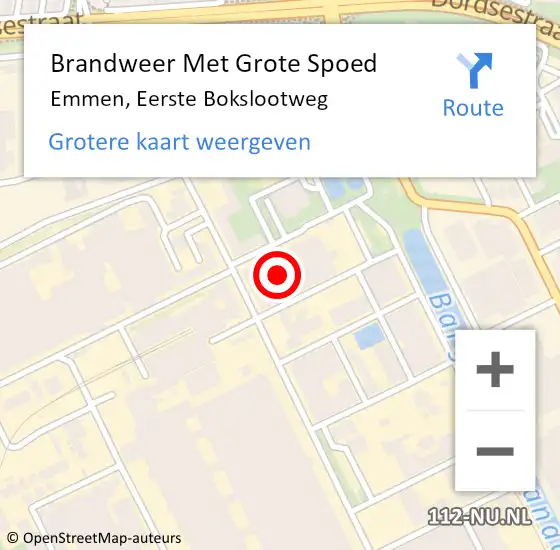 Locatie op kaart van de 112 melding: Brandweer Met Grote Spoed Naar Emmen, Eerste Bokslootweg op 9 december 2024 04:18