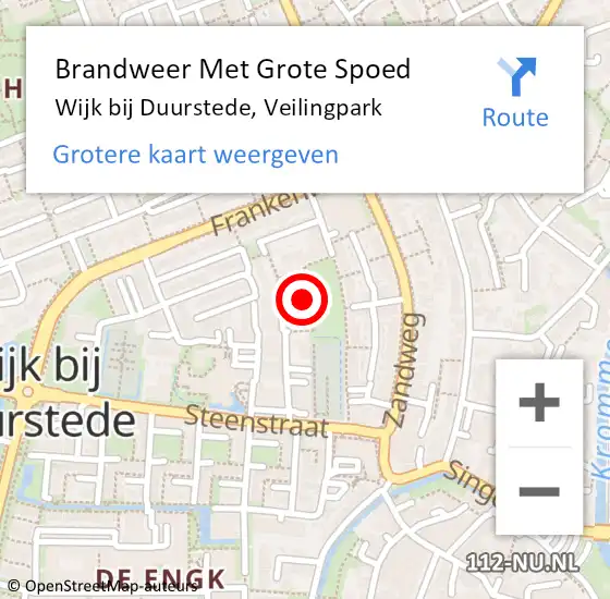 Locatie op kaart van de 112 melding: Brandweer Met Grote Spoed Naar Wijk bij Duurstede, Veilingpark op 9 december 2024 06:04