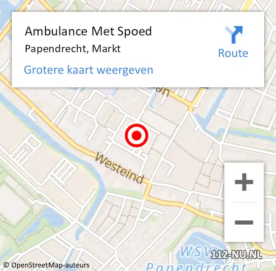 Locatie op kaart van de 112 melding: Ambulance Met Spoed Naar Papendrecht, Markt op 9 december 2024 07:23