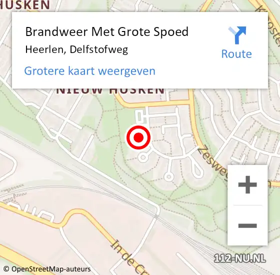 Locatie op kaart van de 112 melding: Brandweer Met Grote Spoed Naar Heerlen, Delfstofweg op 9 december 2024 08:04