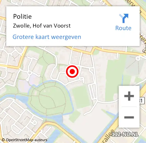 Locatie op kaart van de 112 melding: Politie Zwolle, Hof van Voorst op 9 december 2024 08:19