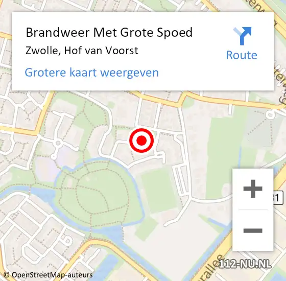 Locatie op kaart van de 112 melding: Brandweer Met Grote Spoed Naar Zwolle, Hof van Voorst op 9 december 2024 08:19