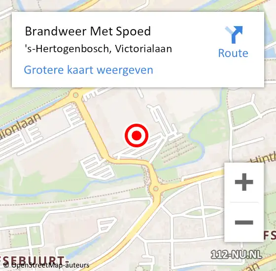 Locatie op kaart van de 112 melding: Brandweer Met Spoed Naar 's-Hertogenbosch, Victorialaan op 9 december 2024 08:21