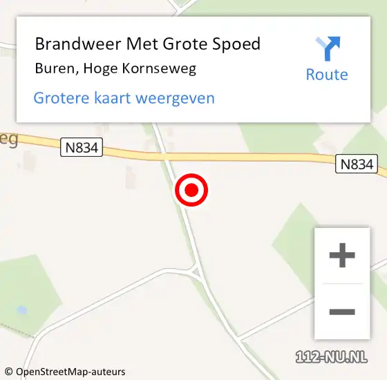 Locatie op kaart van de 112 melding: Brandweer Met Grote Spoed Naar Buren, Hoge Kornseweg op 9 december 2024 08:31