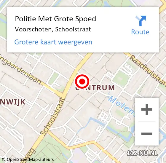 Locatie op kaart van de 112 melding: Politie Met Grote Spoed Naar Voorschoten, Schoolstraat op 9 december 2024 08:45