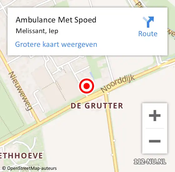 Locatie op kaart van de 112 melding: Ambulance Met Spoed Naar Melissant, Iep op 9 december 2024 08:52