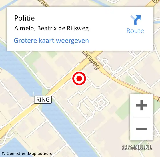 Locatie op kaart van de 112 melding: Politie Almelo, Beatrix de Rijkweg op 9 december 2024 09:17