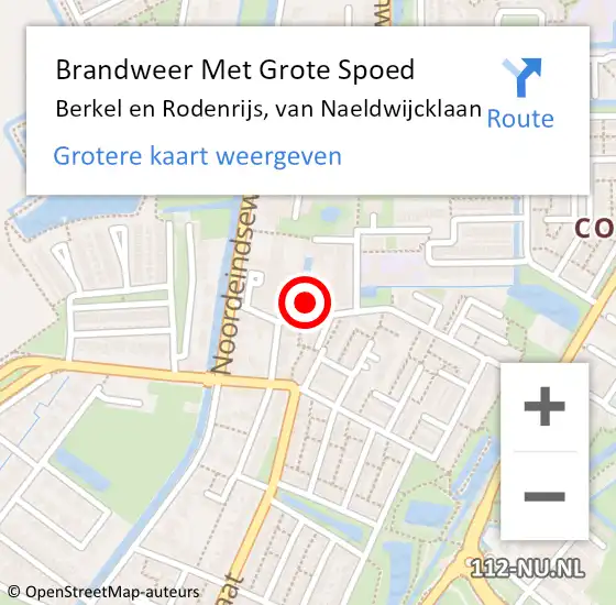 Locatie op kaart van de 112 melding: Brandweer Met Grote Spoed Naar Berkel en Rodenrijs, van Naeldwijcklaan op 9 december 2024 09:19