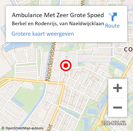 Locatie op kaart van de 112 melding: Ambulance Met Zeer Grote Spoed Naar Berkel en Rodenrijs, van Naeldwijcklaan op 9 december 2024 09:20