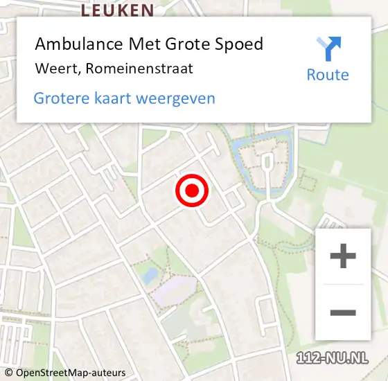 Locatie op kaart van de 112 melding: Ambulance Met Grote Spoed Naar Weert, Romeinenstraat op 9 december 2024 09:28