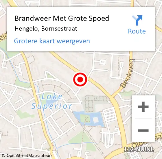 Locatie op kaart van de 112 melding: Brandweer Met Grote Spoed Naar Hengelo, Bornsestraat op 9 december 2024 09:30