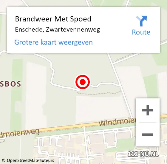 Locatie op kaart van de 112 melding: Brandweer Met Spoed Naar Enschede, Zwartevennenweg op 9 december 2024 09:56