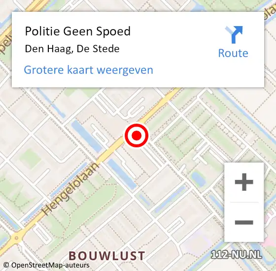 Locatie op kaart van de 112 melding: Politie Geen Spoed Naar Den Haag, De Stede op 9 december 2024 09:57