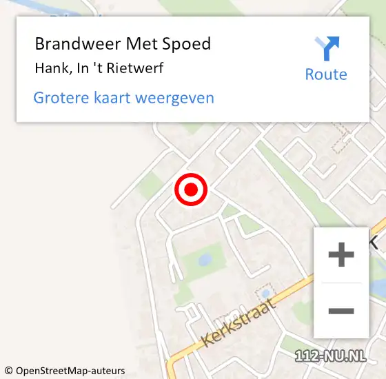 Locatie op kaart van de 112 melding: Brandweer Met Spoed Naar Hank, In 't Rietwerf op 9 december 2024 10:11