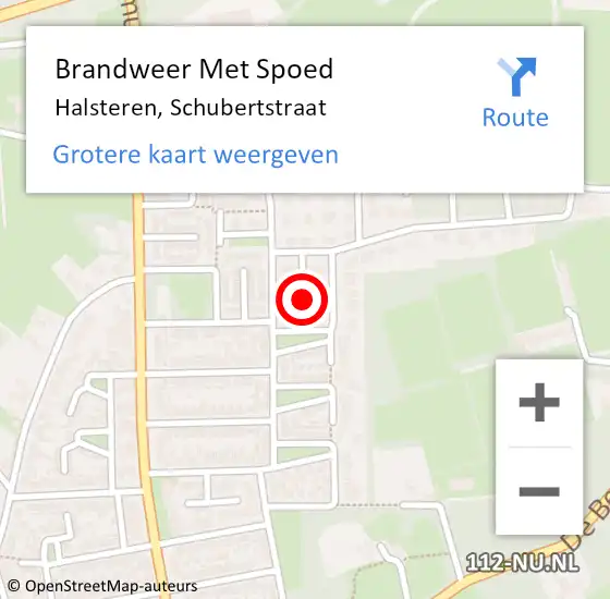 Locatie op kaart van de 112 melding: Brandweer Met Spoed Naar Halsteren, Schubertstraat op 9 december 2024 10:20