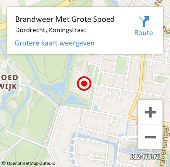 Locatie op kaart van de 112 melding: Brandweer Met Grote Spoed Naar Dordrecht, Koningstraat op 9 december 2024 10:24