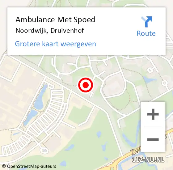 Locatie op kaart van de 112 melding: Ambulance Met Spoed Naar Noordwijk, Druivenhof op 9 december 2024 10:34