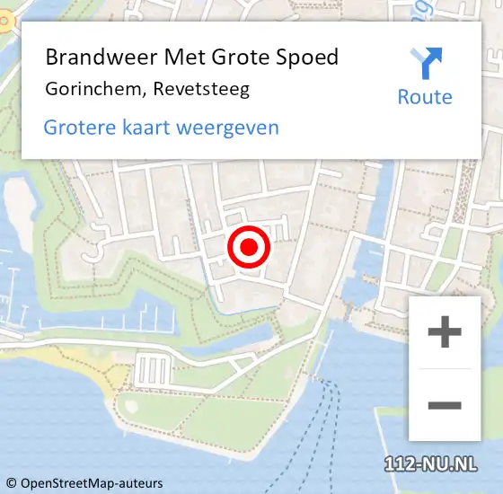 Locatie op kaart van de 112 melding: Brandweer Met Grote Spoed Naar Gorinchem, Revetsteeg op 9 december 2024 10:40