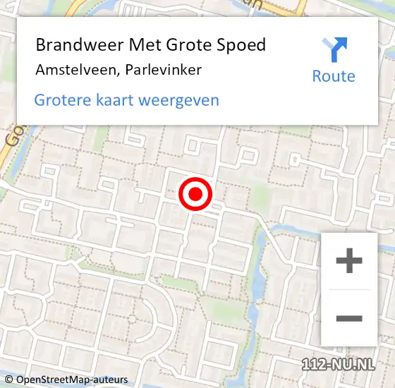 Locatie op kaart van de 112 melding: Brandweer Met Grote Spoed Naar Amstelveen, Parlevinker op 9 december 2024 10:59