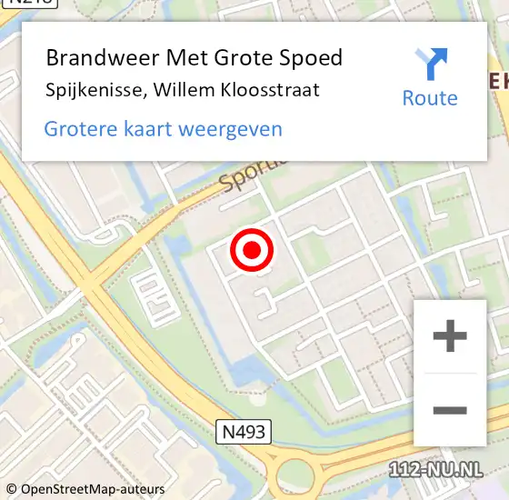 Locatie op kaart van de 112 melding: Brandweer Met Grote Spoed Naar Spijkenisse, Willem Kloosstraat op 9 december 2024 11:10