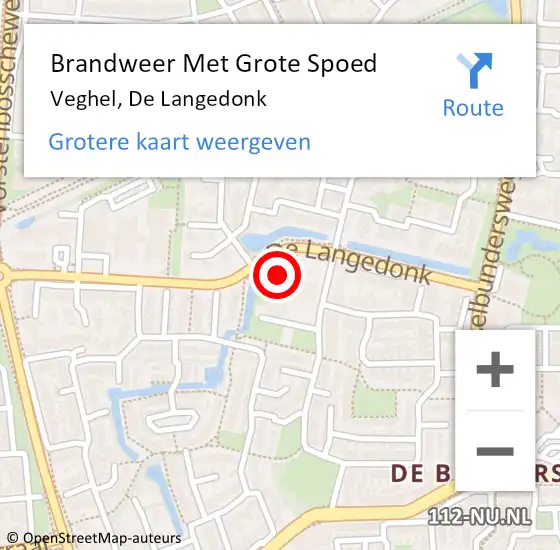 Locatie op kaart van de 112 melding: Brandweer Met Grote Spoed Naar Veghel, De Langedonk op 9 december 2024 11:11