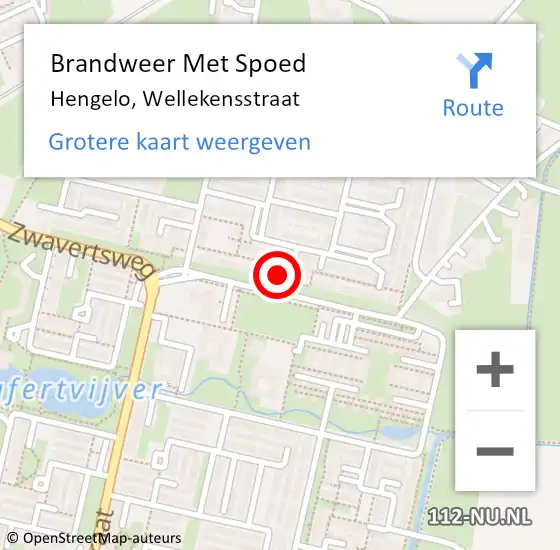 Locatie op kaart van de 112 melding: Brandweer Met Spoed Naar Hengelo, Wellekensstraat op 9 december 2024 11:27