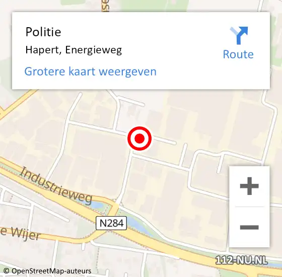 Locatie op kaart van de 112 melding: Politie Hapert, Energieweg op 9 december 2024 11:31