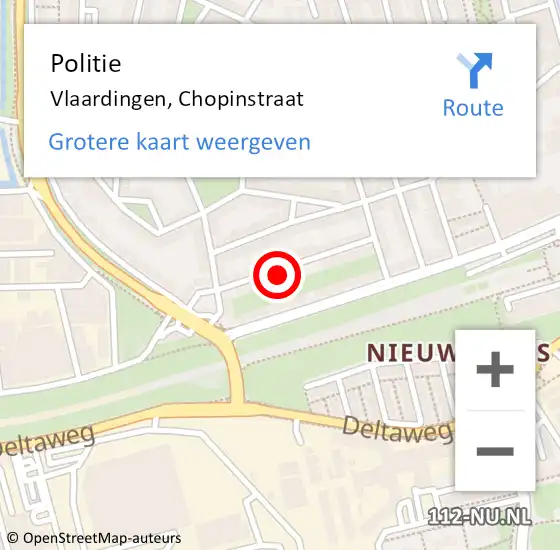 Locatie op kaart van de 112 melding: Politie Vlaardingen, Chopinstraat op 9 december 2024 11:35