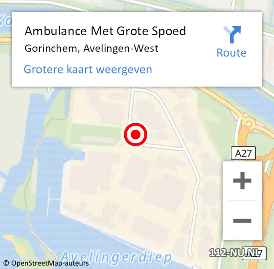 Locatie op kaart van de 112 melding: Ambulance Met Grote Spoed Naar Gorinchem, Avelingen-West op 9 december 2024 11:38